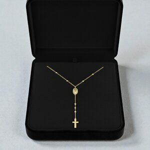 LUXE 18k Gold Plated 925 Rosary Necklace RETAIL $128